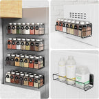 4 Pack Magnetic Spice Rack for Refrigerator, Magnetic Shelf Fridge Organizer for Kitchen Storage, Black
