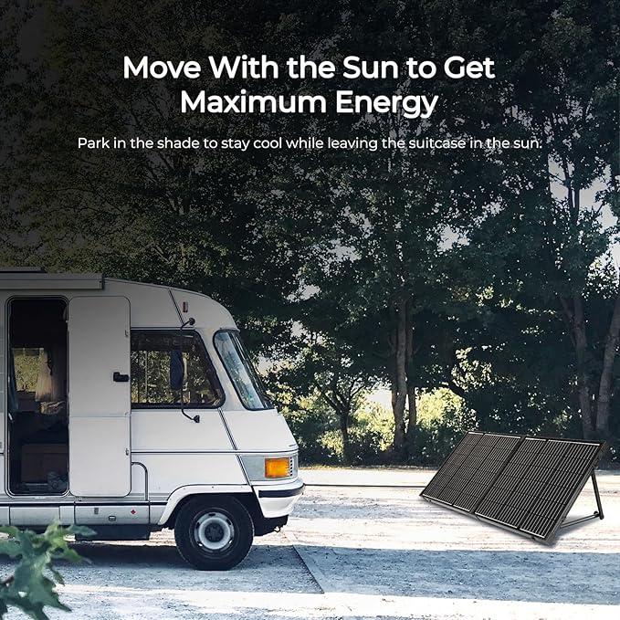 Renogy 100 Watt 12 Volt Portable Solar Panel with Waterproof 20A Charger Controller Foldable 100W Solar Suitcase with Adjustable Kickstand for Power Station, 100W Panel-20A Controller, Black