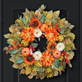 Fall Wreath for Front Door, 24 Inch Autumn Wreath with Pumpkins, Peony, Sunflowers & Dahlias, Fall Decorations for Home, Artificial Flowers Harvest and Thanksgiving Indoor & Outdoor