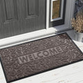 Yimobra Door Mat Indoor Outdoor Entrance, Non Slip Welcome Front Doormats, Heavy Duty Rubber Backing, Stain and Fade Resistant, Low Profile, Easy Clean Patio Garage Floor Mats, 47 x 32, Brown