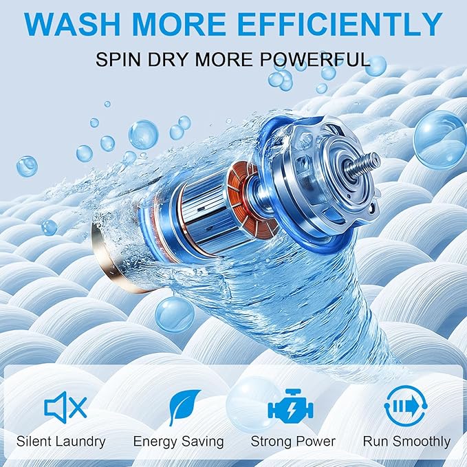 17Lbs Portable Washing Machine with10 Washing Programs, 2.2 Cu. Ft. Full Automatic Washer and Spinner Combo, Compact Laundry Washer Spinner for Apartment RV Dorm (2.2Cu. Ft)