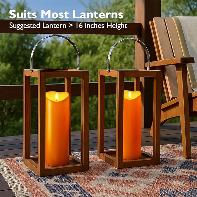 Homemory 4"x12" Halloween Orange Flameless Candles, Fall Candles, Outdoor Waterproof Flameless Candles with Remote and Timers, Battery Operated LED Pillar Candles, Won't Melt Plastic, Set of 2