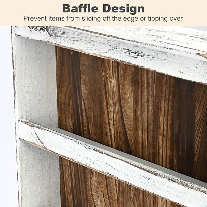 Nisorpa 3 Tier Spice Rack Wall Mount, Rustic Burnt Wood Wall Hanging Spice Rack Kitchen Spice Shelf Organizer for Seasoning Jars or Condiment Bottles, 19.68 x 3.35 x 21.25 Inches