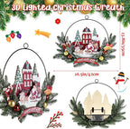 Light up Christmas Wreaths for Front Door, Welcome Metal Wooden Door Wreath Decor Hanging Sign, 30 LED Lighted Wall Decor Battery Operated for Halloween Indoor Outdoor (Santa Claus)