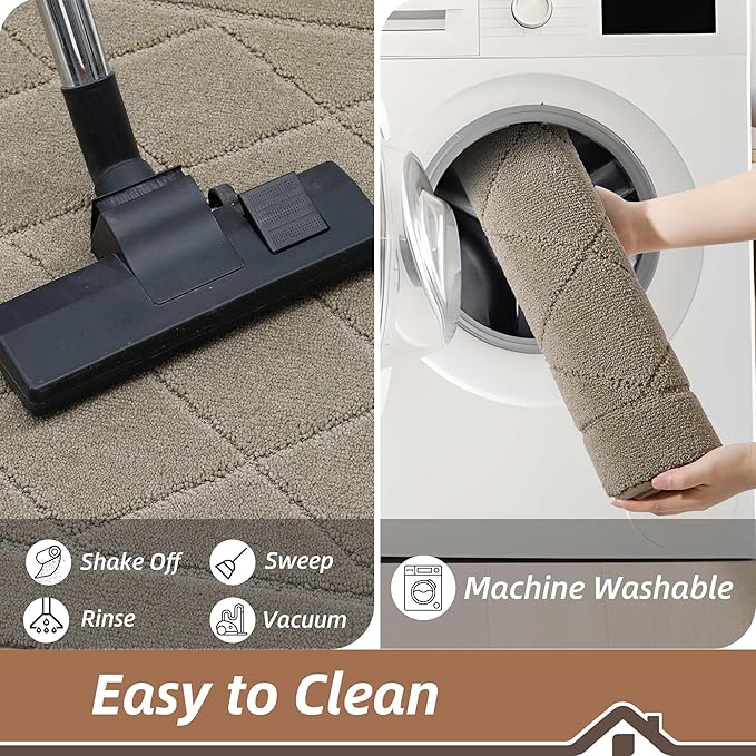 BEQHAUSE Dirt Trapper Door Mat 24" x 36", Doormat Non-Slip Entryway Rugs Washable, Dog Door Mat Stain Resistant and Absorbent Welcome Floor Mat for Front Back Door, Muddy Wet Shoes & Paws, Beige