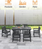 Patio Dining Chair Set of 2, HDPE Outdoor Dining Chair, Ergonomic HDPE Dining Chairs with Deep Seating, All Weather Outdoor Chairs Furniture for Backyard, Deck, Garden, Poolside, Obsidian