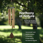 Nature’s Melody Premiere Grande Tunes Wind Chimes – Outdoor Windchime with 6 Tubes Tuned to E Pentatonic Scale, Rustproof Aluminum, Beech Wood & S Hook Hanger for Sympathy, Memorial Gift or Zen Garden