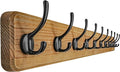 Dseap Coat Rack Wall: 38-1/4" Long, Patented, Heavy-Duty, 10-Double-Hooks Wooden Wall Mounted Coat Rack Coat Hanger Hook Rail for Winter Coats Hat Jacket Clothing, Weathered Brown