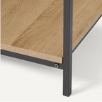 Amazon Basics - End Table with Bottom Shelf, Living Room Side Table, Steel Frame, Wooden Oak
