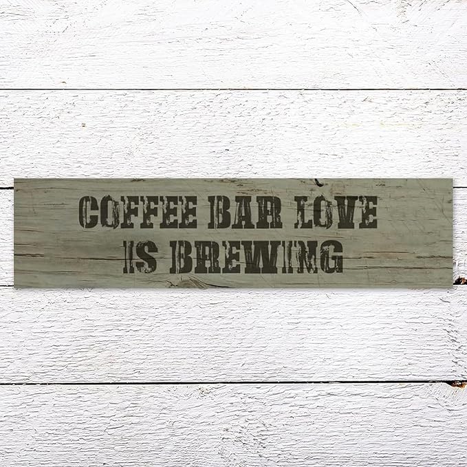 Generic Funny Wood Sign Coffee Bar Love is Brewing Rustic Wooden Hanging Sign Home Farmhouse Kitchen Wall Decoration 16 x 6 Inch