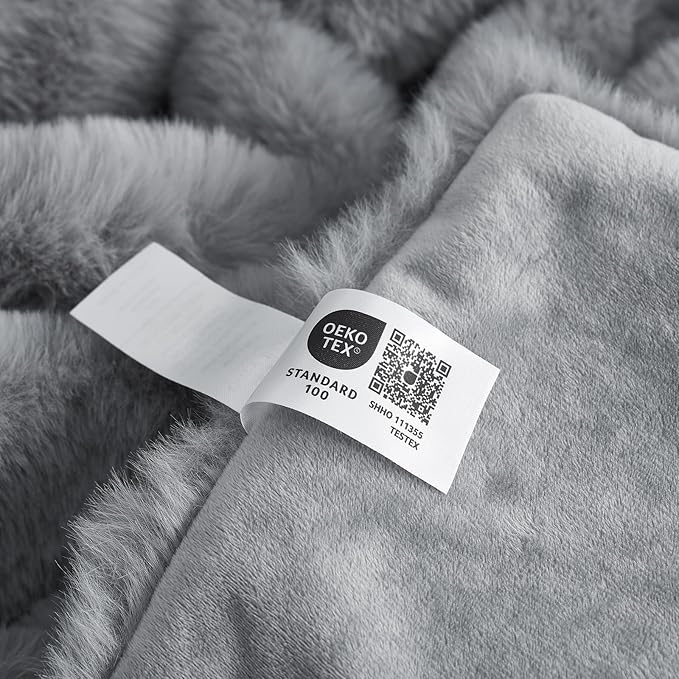 Cozy Bliss Faux Fur Throw Blanket for Couch, Fuzzy Soft Plush Thick Bubble Blanket for Sofa Bedroom Living Room, 60 * 80 Inches Light Grey