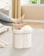 B FSOBEIIALEO Storage Ottoman Cube, Flowers Shaped Ottomans with Storage Foot Stool Footrest for Lving Room, Boucle Ottoman Seat for Dorm Room,Faux Teddy Fur, Cream White 12.6"x12.6"x12.6"