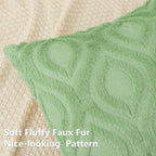 decorUhome Throw Pillow Covers 12x20 Inch Set of 2, Soft Plush Decorative Faux Fur Sage Green Solid Couch Pillow Covers, Accent Farmhouse Neutral Lumbar Euro Pillow Cases for Sofa Bed Living Room