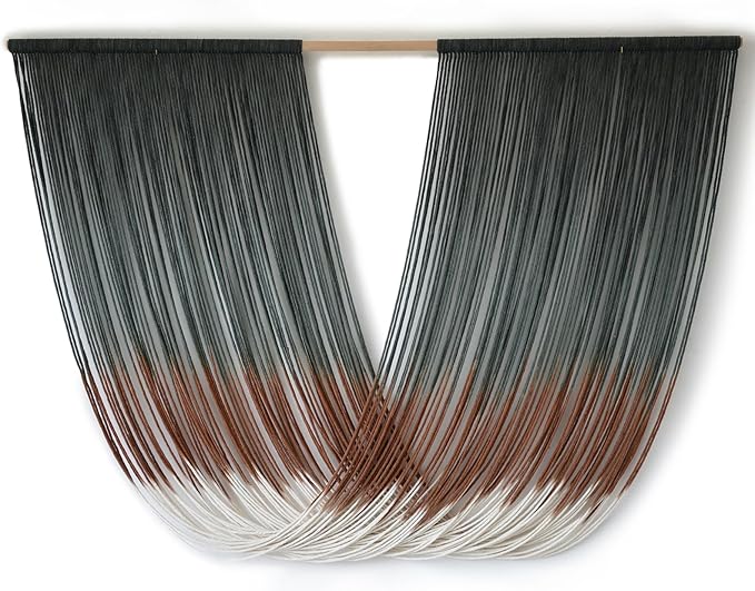 Macrame Wall Hanging Dip-Dye Green Boho Wall Decor Chic Fiber Yarn Wall Art Craftsmanship Bedroom Livingroom Nursery Apartment Home Decor 57" W x 35" L