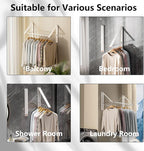 Dr.DJ Clothes Drying Rack with Rod, Wall-Mounted Retractable & Foldable Clothes Hanger for Laundry Room Organization and Storage, Metal Clothes Hanger Rack for Dorm, Closet, Balcony 2Rack,1Rod White