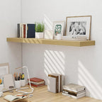 Fun Memories 55 Inch Fireplace Mentel Shelf, 10 Inch Deep Shelves for Display & Wall Storage, Rustic Wood Wall Shelf, Extra Long Floating Shelves for Living Room Laundry Room, Oak, Set of 1