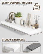Marsmiles 36" Floating Shelves for Wall, Wooden Shelves with Invisible Brackets Set of 2, Rustic Farmhouse Wall Mounted Shelf for Kitchen Bathroom Living Room Study, White