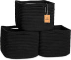 NaturalCozy Storage Cubes 9”x9”x7”Cotton Rope Woven Baskets for Organizing 3-Pack | 9 Inch Cube Storage Bin | Small Basket for Shelf Nursery, Pantry, Decorative Plant, Bathroom Closet, Toy Gift