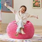 Hobestluk 2.5FT Bean Bag Chair Beanbags Small Bean Bag Chair with Filler Included Teardrop Bean Bag with Removable Cover for Bedroom Living Room (Small, Pink)