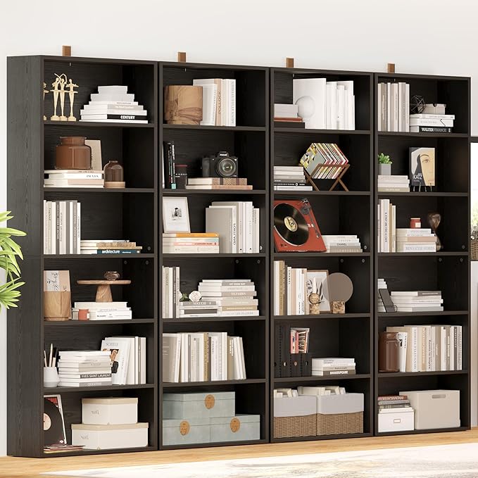 IRONCK Bookshelves and Bookcases Set of 2 Floor Standing 6 Tiers Display Storage Shelves 70 in Tall Bookcase Home Decor Furniture for Home Office, Living Room, Bed Room