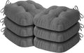 Chair Cushions for Dining Chairs, Dining Chair Cushions, Tufted Indoor Chair Pads with Ties & Non Slip Backing, Seat Cushions for Kitchen Chairs 16.5” x 16.5” x 3.5”, Set of 6, Grey