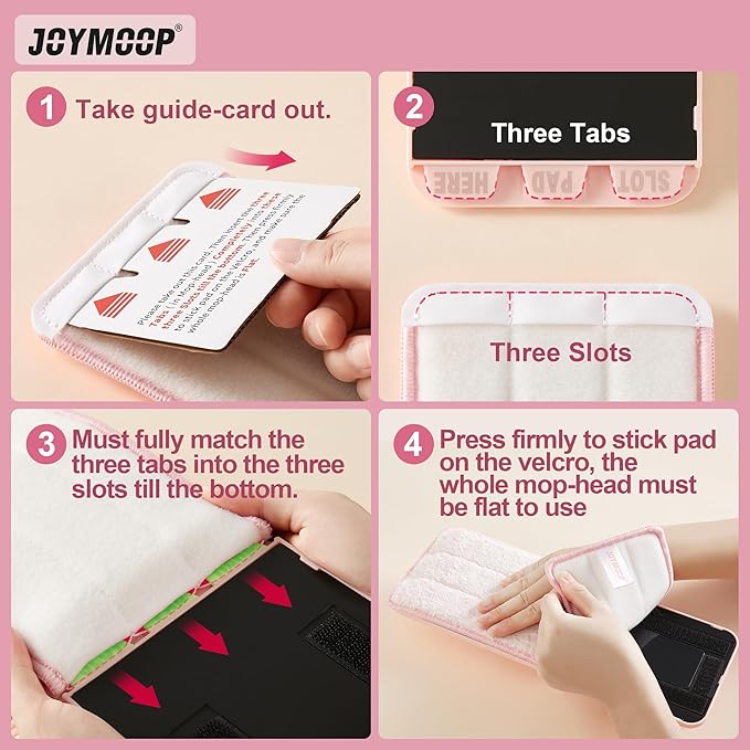 JOYMOOP Mop Replacement Pads, Reusable Microfiber Mop Pads for 13-inch Flat Mop and Mop Bucket Set, Pack of 2 Refills - Grey and Pink