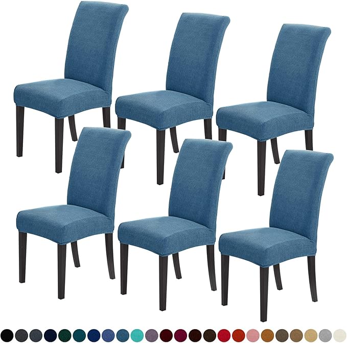 Joccun Chair Covers for Dining Room Set of 6,Chair Slipcovers Stretch Dining Room Chair Covers Seat Protector,Washable Parsons Chair Cover for Home,Hotel,Banquet(Dark Blue,6 Pack)