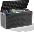 100 Gallon Deck Box Large Outdoor Storage for Patio Furniture,Outdoor Cushions,Garden Tools and Pool Supplies,Waterproof,Resin,Lockable(Black Lozenge)
