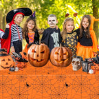 2 Pcs Halloween Tablecloth - Plastic Halloweens Spider Webs Table Cloth, Orange Disposable Rectangle Spiderweb Table Cover for Halloween Party Decorations Supplies Favors Tables Decor, 108 x 54 Inch