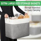 Bidtakay Extra Large Storage Baskets for Organizing 17x12x15.1 inch 3-Pack Fabric Closet Organizers Storage Bins with Handles Foldable Storage Baskets for Shelves Clothes XL-White&Grey
