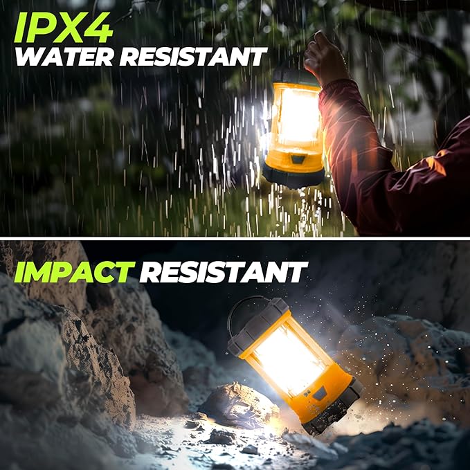 Rechargeable Camping Lantern, 3000LM 5 Light Modes Camping Light 4400 Capacity Phone Charger LED Impact-Resistant Flashlight Lantern Portable Waterproof Hurricane Lanterns for Emergency(Orange)