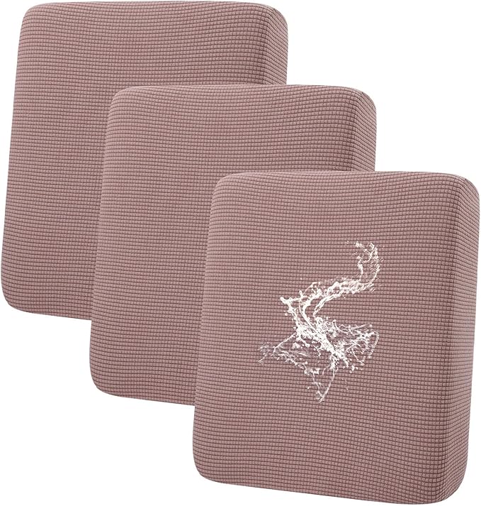 hyha Waterproof Couch Cushion Covers for Pets, Non Slip Sofa Seat Cover for Dogs Washable, Soft Thick Stretch Jacquard Fabric, Sofa Slipcovers with Elastic Bottom (3 Pieces, Camel)