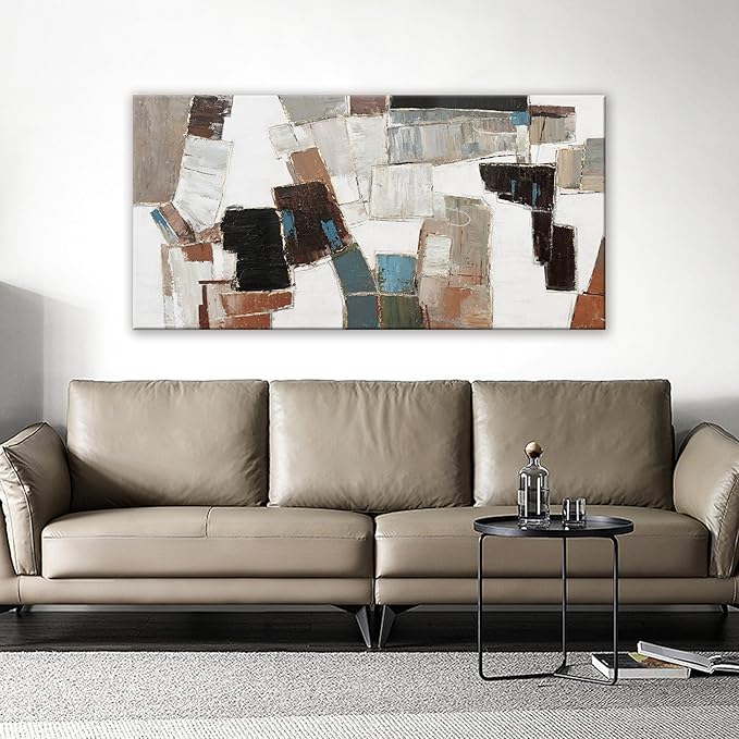 Dimpaga Abstract Wall Art Pictures for Living Room Wall Decor Modern Wall Art Decor Minimalist Geometric Line Artwork for Walls Textured Wall Art Prints Bedroom Office Wall Decor 24"X48"