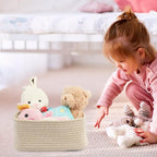 Small Woven Storage Baskets 13“X9”X5“ Decorative Rope Bins for Organizing Shelves, Closets, and Toys, Empty Gift Baskets, Cute Organizer Basket for Home and Office (oatmeal, Large)