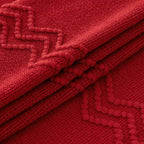 MIULEE Red Knitted Throw Blanket for Couch Boho Textured Cozy Woven Blanket with Tassels for Sofa Chair Bed Living Room Acrylic Wave Pattern 60"x80"