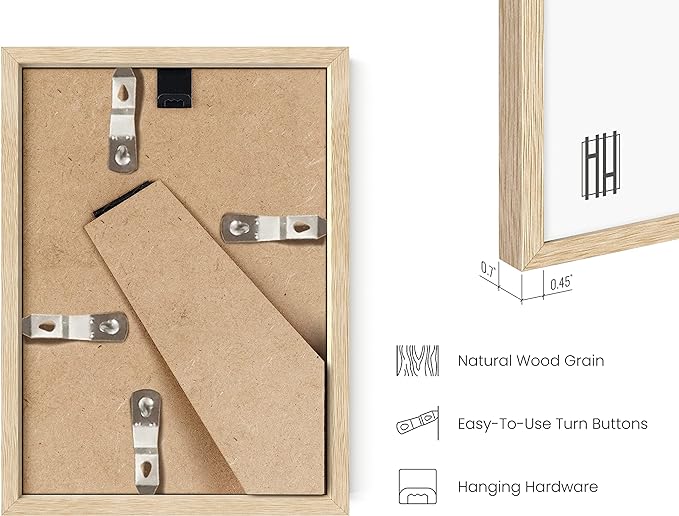HAUS AND HUES Picture Frame, 5x7 inches, Beige Oak, Set of 6, Natural Wood Picture Frames for Wall Collage