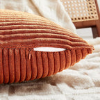 Fancy Homi Set of 2 Burnt Orange Long Lumbar Decorative Throw Pillow Covers 14x24 Inch for Living Room Couch Bed, Boho Farmhouse Fall Home Decor, Soft Corduroy Corss Textured Cushion Case 35x60 cm