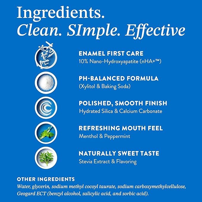 Mouthology 10% Nano Hydroxyapatite Toothpaste (6pk, Fluoride Free), Whitening*, Supports Enamel Care*, Appropriate for Sensitive Teeth*, SLS Free, Xylitol nHA Toothpaste Adults, Mint 4oz (USA Made)