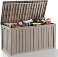 150 Gallon Deck Box Large Outdoor Storage for Patio Furniture,Outdoor Cushions,Garden Tools and Pool Supplies,Waterproof,Resin,Lockable(Grey)