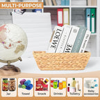 Set of 6 Snack Baskets, Wicker Snack Basket Organizer for Office, Small Wicker Baskets with Handles, (6 Medium Basket)