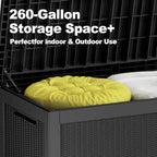 260 Gallon Deck Box XXL Large Outdoor Storage for Patio Furniture,Outdoor Cushions,Garden Tools and Pool Supplies,Waterproof,Resin,Lockable(Black Rattan)