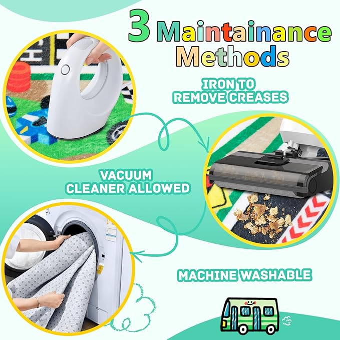 Kids Rug, Race Track Baby Play Mats, Realistic 3D Cascading Surround Route,5x7 Ft Kids Rug for Playroom, Great for Playing with Cars and Toys, Non-Slip Car Carpet