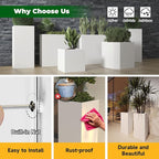 White Steel Metallic Heavy Planter for Outdoor Plants Box 14"x14"x30" Metal Planter Spliced Flower Pots with Partitions for Outside,Indoor,Garden (White, 14 * 14 * 30)