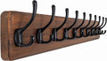 SKOLOO Farmhouse Style Wall Mounted Coat Rack, 38.6'' Pine Solid Wood Coat Hook Hanger - 10 Hooks for Hanging Clothes Robes Towels Coats