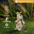 Solar Bunny Statues Light for Garden - Color-Changing Rainbow LED Butterfly,Rabbit Figurine Decor Auto On/Off,Easter Gifts for Yard Balcony & Patio Ornaments (Colorful Light)