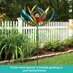 Large Solar Wind Spinners for Yard and Garden-82.6 Inch 360° Metal Wind Sculptures Outdoor Clearance Kinetic Windmills with Multi Color Led Glass Ball
