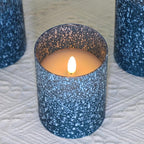 Flameless Candles with Remote - Battery Operated Candles with Timer, Flickering Real Wax LED Pillar Christmas Candles for Wedding, Table, Home Decorations (Blue, Set of 3)
