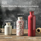 Vintage Vase Set of 3, Ceramic Vintage Flower Vases, Chinoiserie Decorative Home Decor Retro Floral Vase Rustic Farmhouse Decor for Table Bookshelf Mantel Kitchen Living Room Office - Red and White