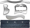 Muscle Scraper IASTM Tool Set (4-Piece) gua sha Stainless Steel fascial Release Tool deep Soft Tissue Massage Tool Set