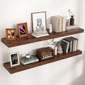 Floating Shelves - 2 Large Wall Mounted Shelves with Invisible Brackets, Long Wood Floating Wall Shelf for Living Room, Bedroom, Kitchen (Brown, 48" W x 9" D x 1.5" H)